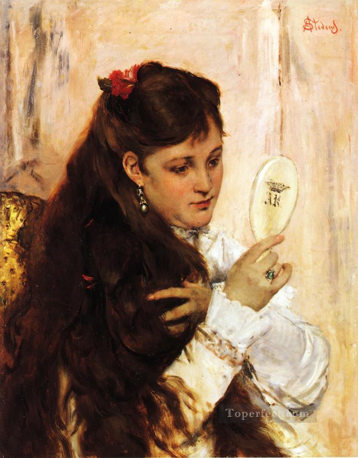 Reveil lady Belgian painter Alfred Stevens Oil Paintings